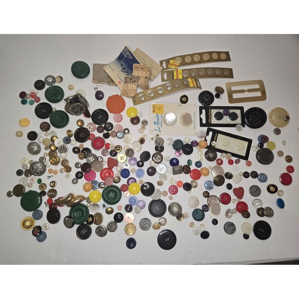 Vintage Button Lot and Fasteners More Than 100 for Crafting Sewing Designing
